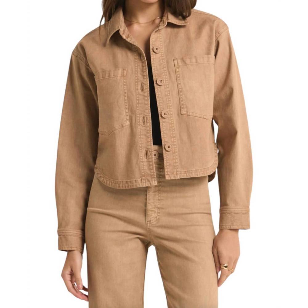 Z SUPPLY all day cropped washed jacket in burro